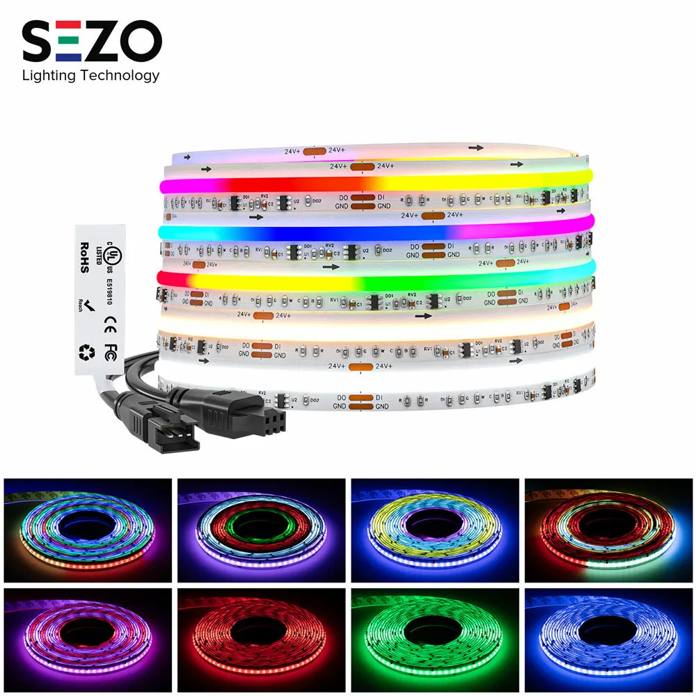 FCOB SPI RGBCCT WS2811 Dual IC Addressable 840 LED Strip Light Dream Color RGB+CW WW FOB High Flexible COB Lights 10mm DC24V