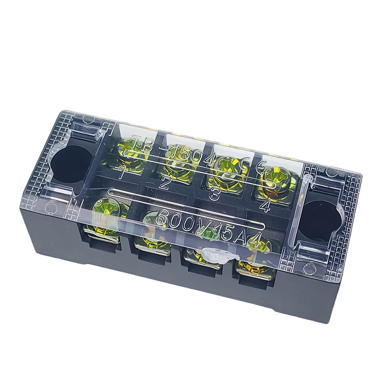 1PCS -TB1504 Dual Row Thick Copper Screw Terminal Block Flame Retardant Grounding Strip Wire Connector Durable 600V 15A