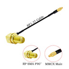 RF1.37 SMA Male Female to MMCX Male 90 Degree FPV Antenna Connector 50 ohm RF Coaxial Extension Jumper OD=1.37 Cable