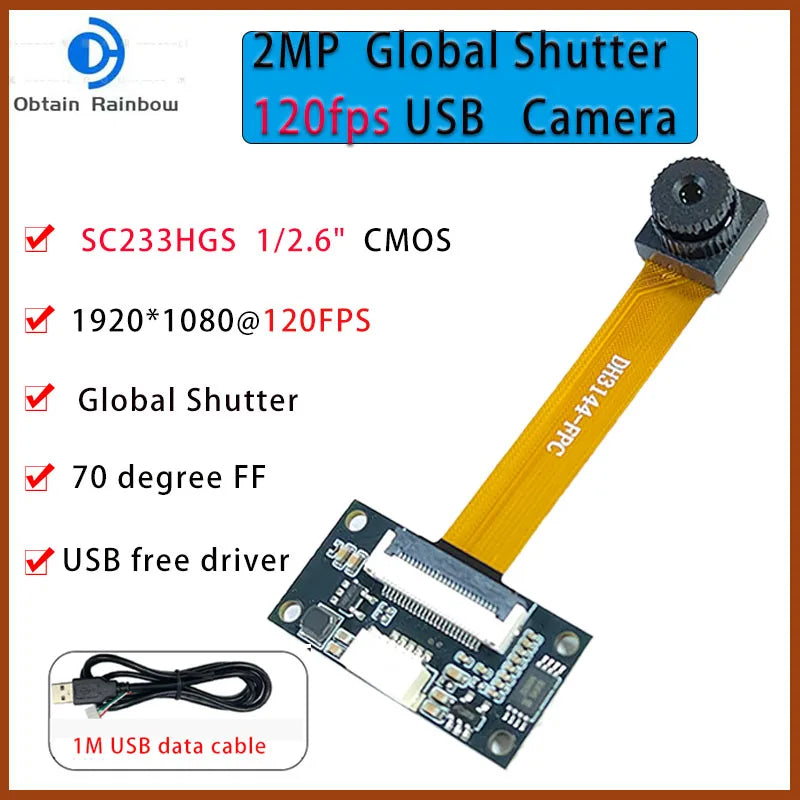 2MP HD 1/2.6-Inch SC233HGS CMOS USB Camera Module FF Global Shutter Industrial with 120FPS High-speed Moving Capture Capability