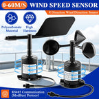 60m/s Weather Station Outdoor 3 Cup Anemometer Sensor Polycarbon Fiber Wind Speed Wind Direction Sensor Output RS485 4-20MA 0-5V