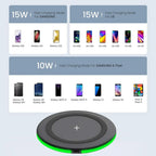 30W Wireless Charger LED Phone Charger Stand Suitable for IPhone17 16 15 14 13 12 Pro Fast Charging Base for Xiaomi Samsung