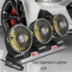 Car Fan 5V 12V 24V Car Cooling Fan 360° Adjustable Dual Head Air Fan USB 2Speeds Automotive Electric Fan For Dashboard RV Truck