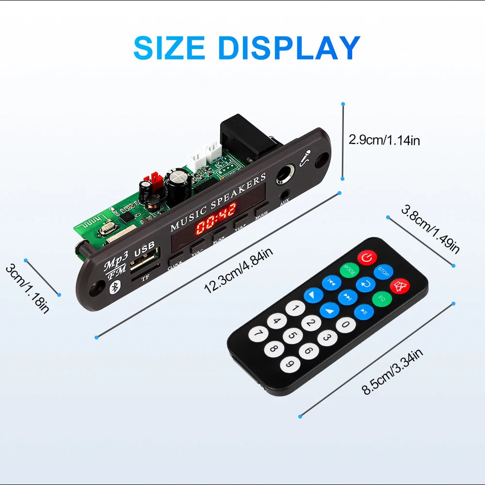 30W 60W Amplifier 12V MP3 Decoder Board Bluetooth 5.3 Stereo Audio DIY Car MP3 Player FM Radio TF USB 6.5mm Mic Jack Record Call