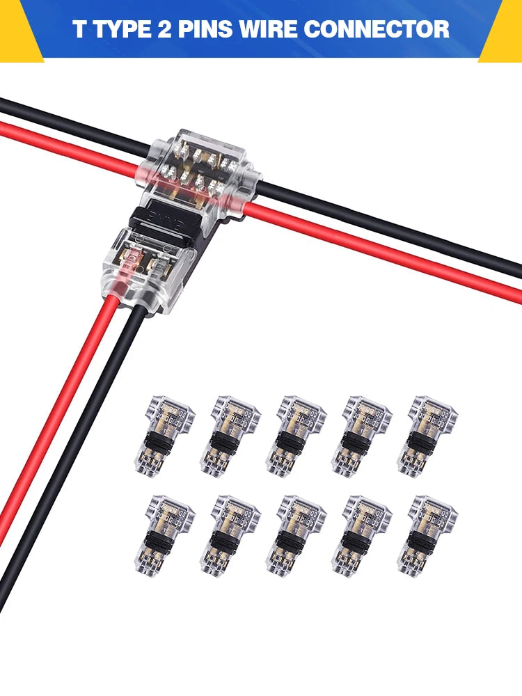 5/10PCS T Tap 2 Pin T2 Quick Splice Connector No Strip No Solder Wire Cable Terminal Automotive Electrical Joiner for Car Truck