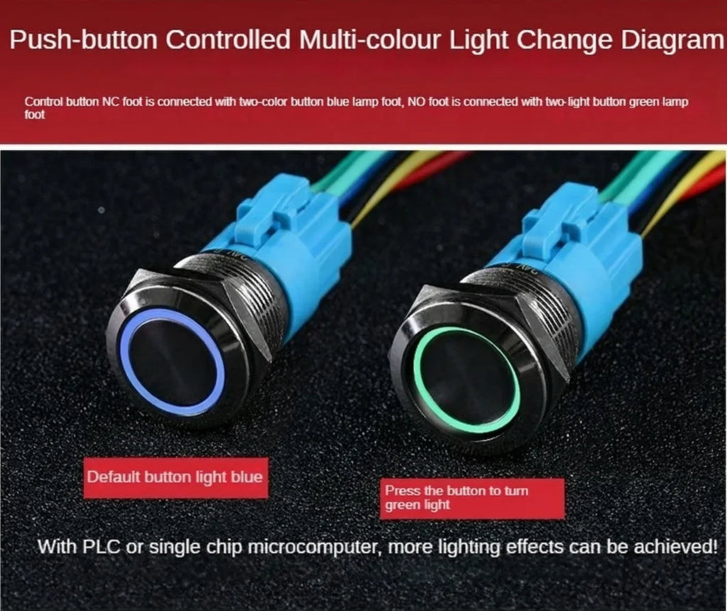 push button switch Two/three color, light metal 16 19 22mm self-locking/reset waterproof hotel doorbell customization latching
