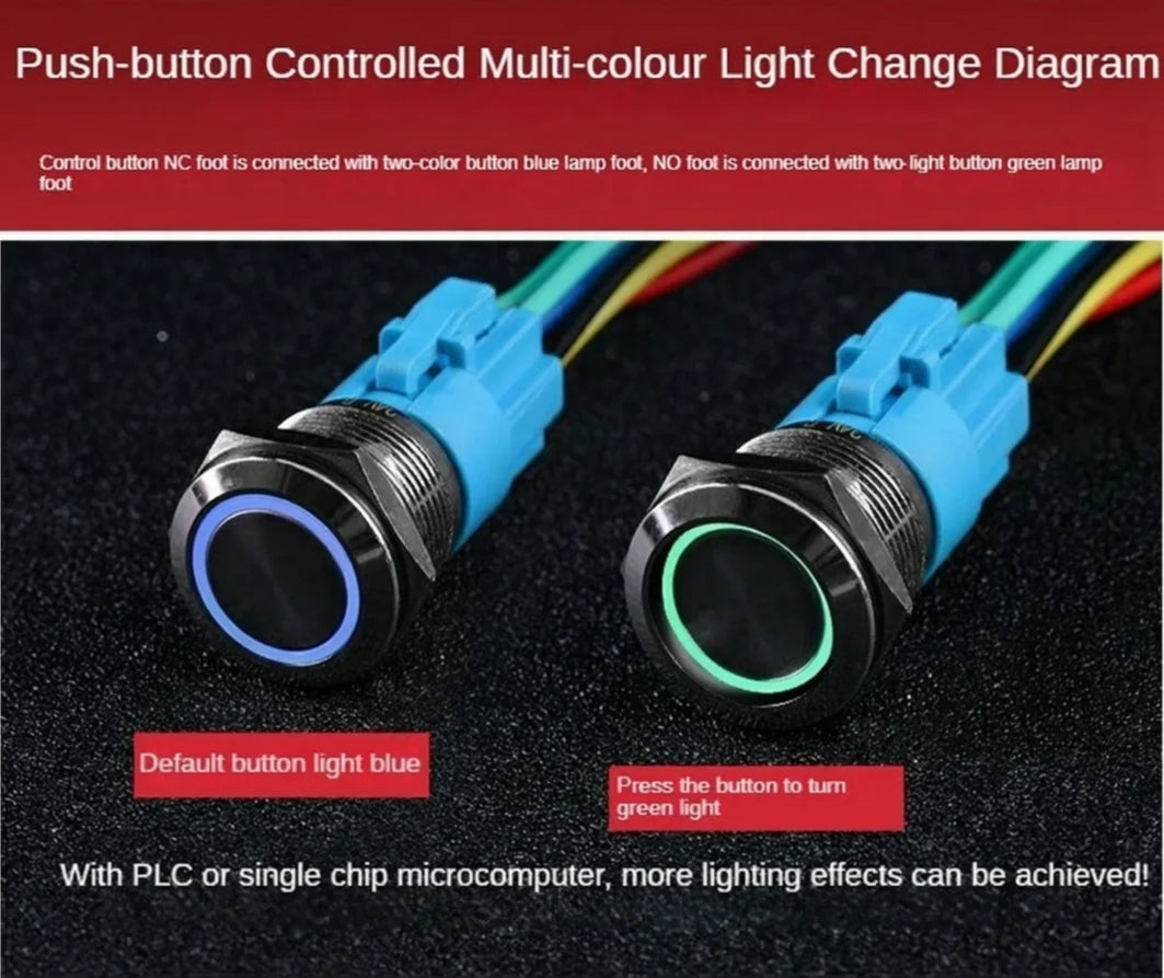 push button switch Two/three color, light metal 16 19 22mm self-locking/reset waterproof hotel doorbell customization latching
