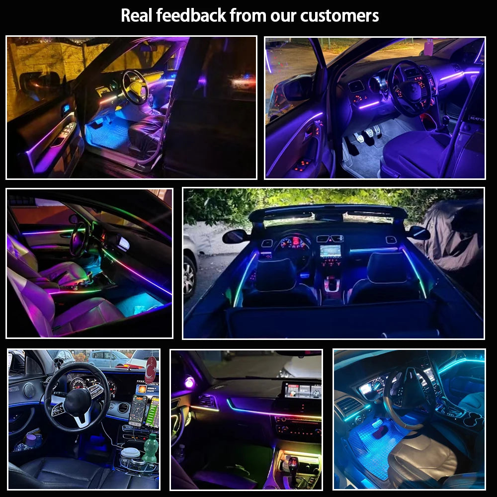 Symphony Car Ambient Lights Kit 18 in 1 LED Interior RGB APP Control Acrylic Guide Strip Light Auto Atmosphere Lamp