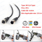 1Pcs M12 Sensor Connector 2 3 4 5 8 Pin Male / Female Aviation Plug IP67 Waterproof Wire A Type 20cm PVC Cable