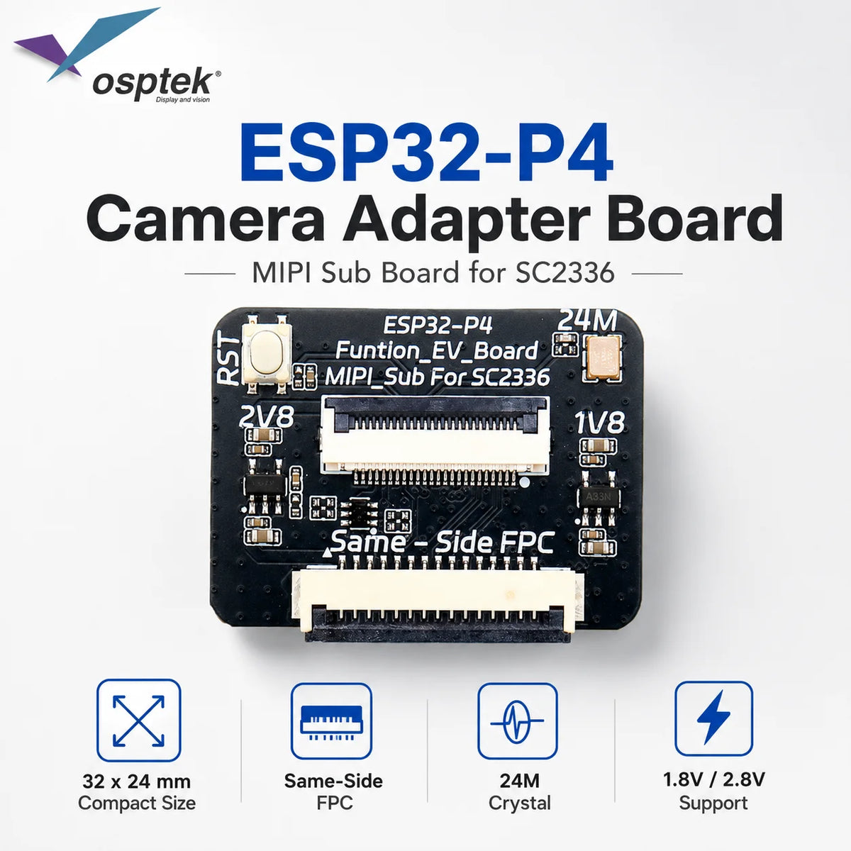 ESP32-P4 Camera Adapter Board 24Pin FPC Breakout Module MIPI CSI Interface Development Board for Vision Sensor DIY Embedded HMI
