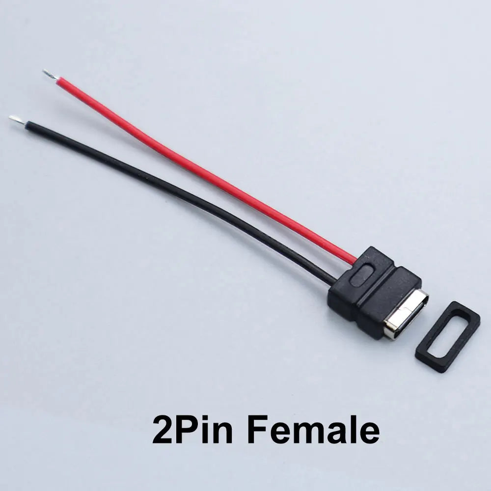 YanXi 2/5/10PCS 2Pin 4Pin Type-C Waterproof Female Connector Fast Charger Charging Interface USB Port Socket With Cable