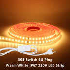 220V LED Strip Light SMD2835 120LEDs/m Waterproof Tape Lamp with EU Plug 1M 2M 3M 5M 10M 15M 20M Decor Lighting for the Yard