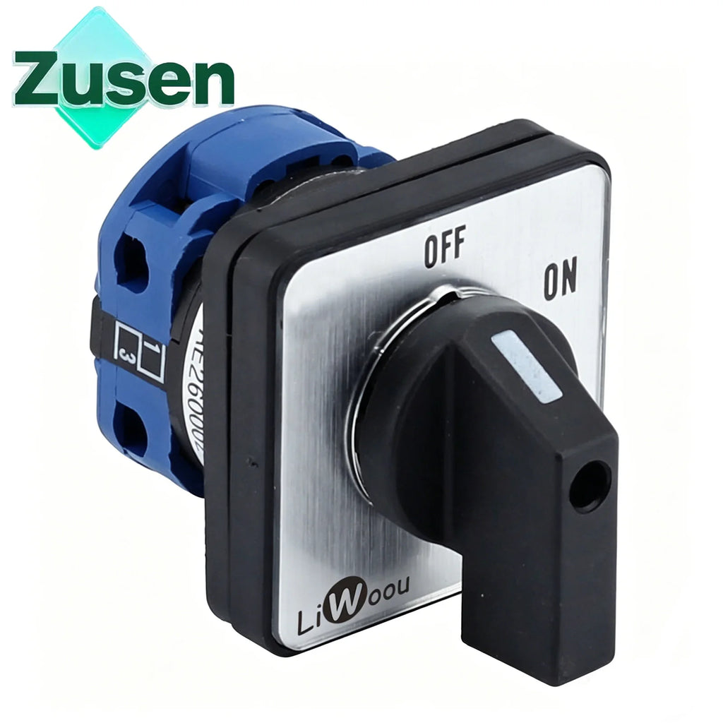 Zusen LW26-20 On/Off 440V Ui 660V 20A Rotary Cam Switch 2 Position 2 Poles 4 Terminals