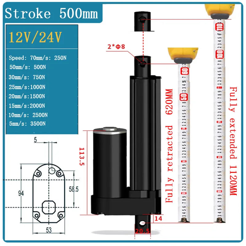 Industrial Heavy Duty Linear Actuator with IP67 Waterproof 3500N Built-in Limit Switch Push Rod for Electric Lifting System