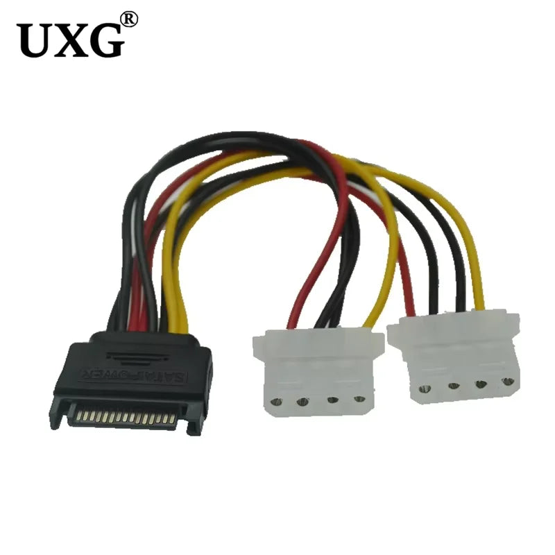 IDE Molex 4 Pin to SATA 2 Serial HDD Power Adapter Cable Hard Drive Connector Male to Female Molex SATA Extension Cord