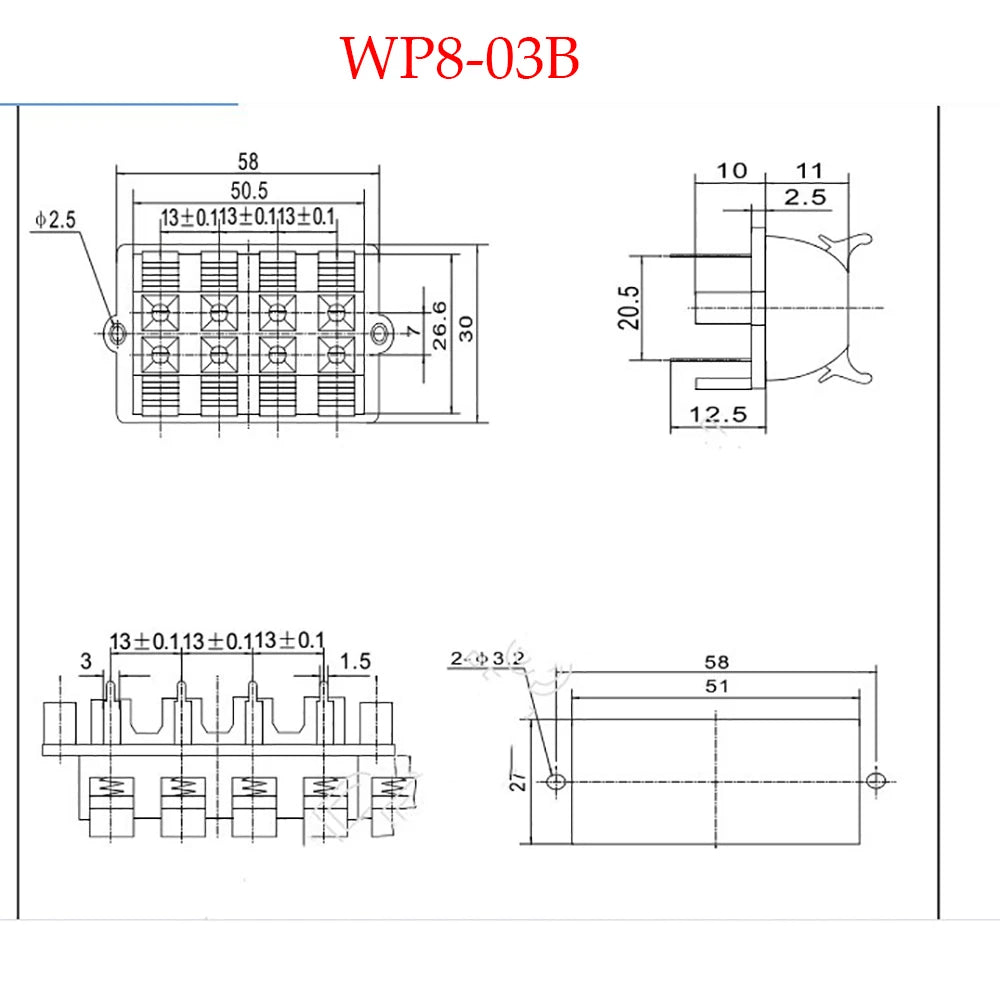 1PCS  Connector Terminal 2P 4P 6P 8P 12P Push In Jack Spring Load Audio Speaker Terminals Breadboard Clips