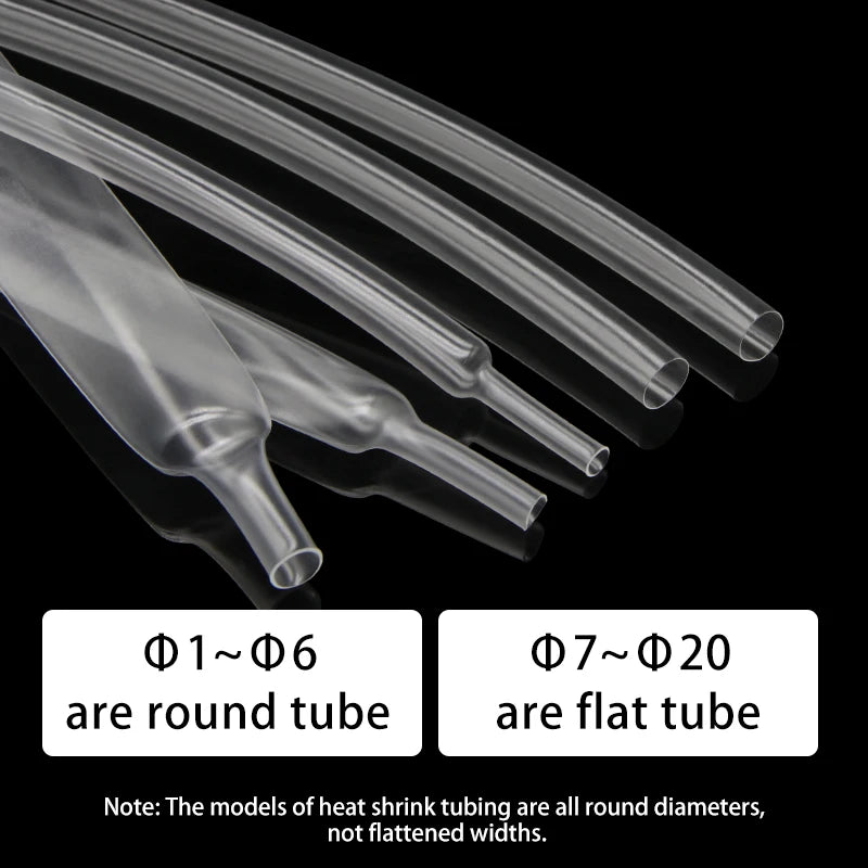 2/5/10m Super Thin Wall Soft Shrinkable Tube Transparent 1mm ~ 20mm  2:1 Heat Shrink Tube Earphone Line Audio Cable Sleeve Wrap