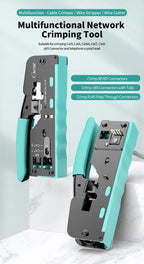 CNCOB RJ45 Pass Through Crimping Tool for Cat8 Cat7 6A Cat6/5e Ethernet Modular Plugs Ends Connectors, All-in-One, RJ11 Crimp