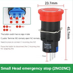 16mm Plastic Emergency Stop Switch Self Locking Latching Button Red Mushroom Head Switch for Equipment Lift Elevator Latching