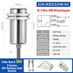 ZHICAN E2K M12 M18 Capacitive Proximity Sensor 30mm Long Range Plastics Glass Wood Metals Nonmetal Material Detection Switch
