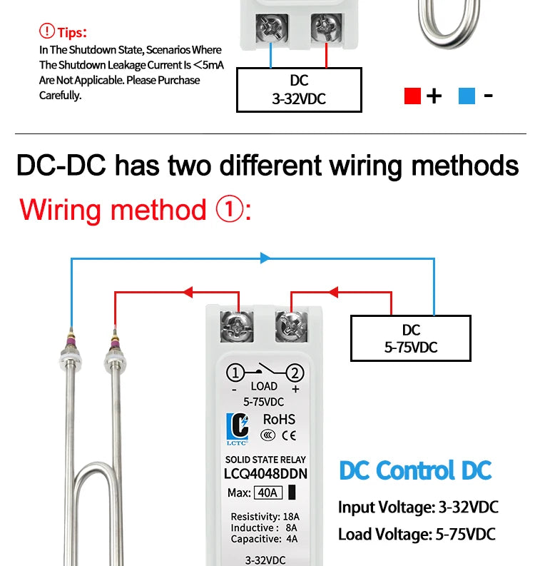 LCTC Solid State Relay DIN Installation DC-AC AC-AC DC-DC Single-Phase Relay With Radiator 10a15a25a40a SSR