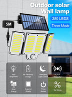 280/234/106 LED Solar Wall Lights Outdoor Motion Sensor Solar Flood Street Lamp with Adjustable Lighting Head For Street Gardens