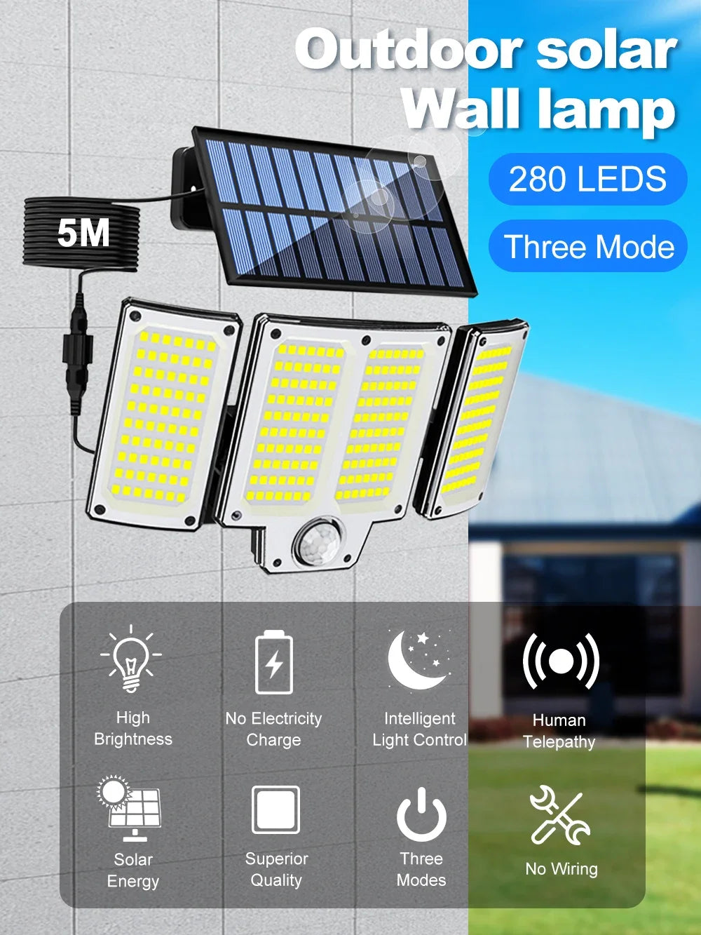 280/234/106 LED Solar Wall Lights Outdoor Motion Sensor Solar Flood Street Lamp with Adjustable Lighting Head For Street Gardens