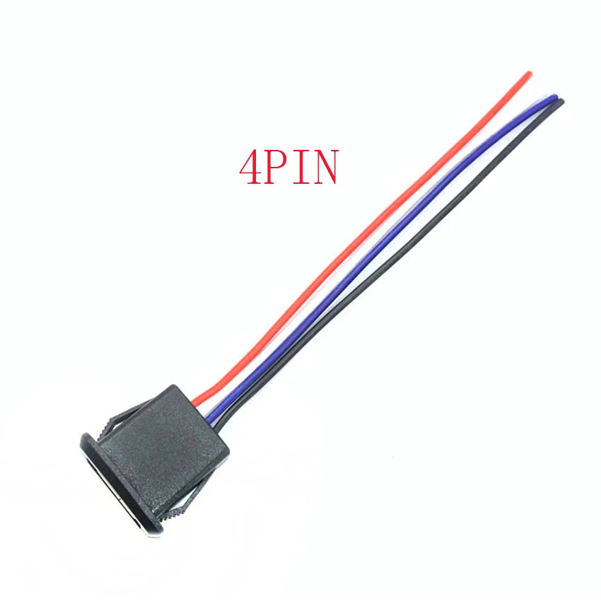 2.0 USB Female Base 2P/4P Direct Pressure Buckle Welding Wire Type A-Port Waterproof Socket Charging Female Plug