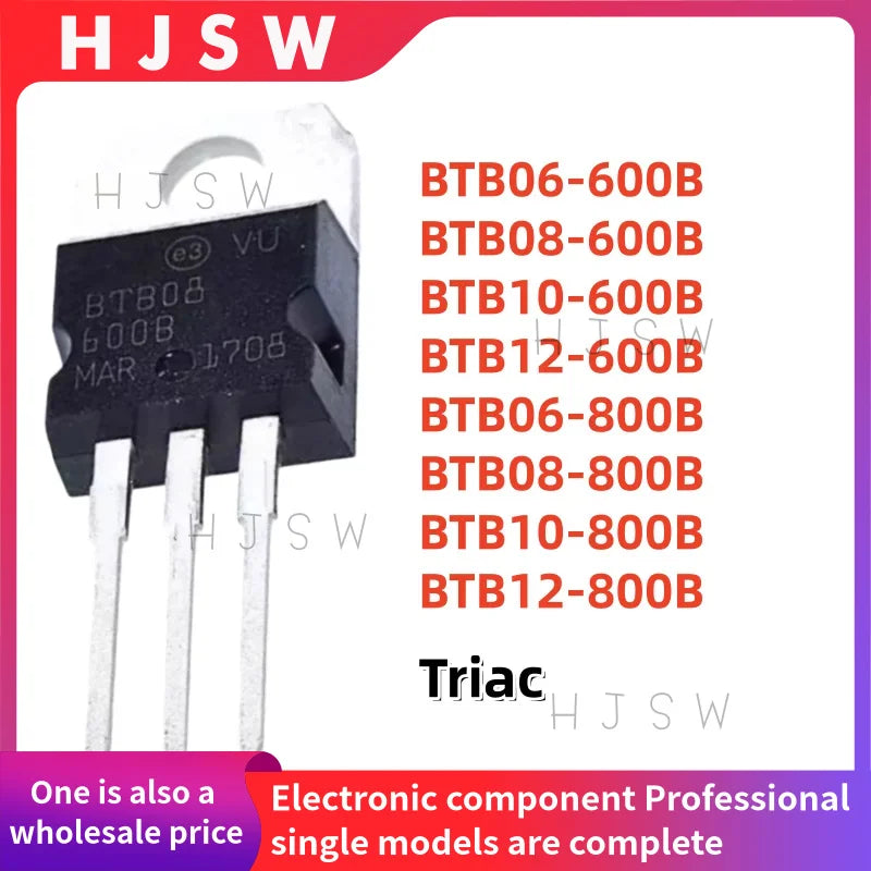 20PCS 100% New Quality BTB06-600B BTB08-600B BTB10-600B BTB12-600B BTB06-800B BTB08-800B BTB10-800B BTB12-800B BTB TO-220 Triac