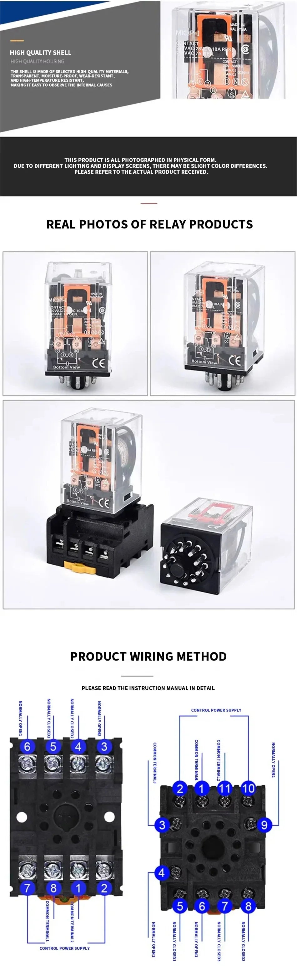5/10Set MK2P-I MK3P-I Electromagnetic Relay Intermediate Small Relay with Base 8 Pin 11 Pin AC/DC 220V 24V