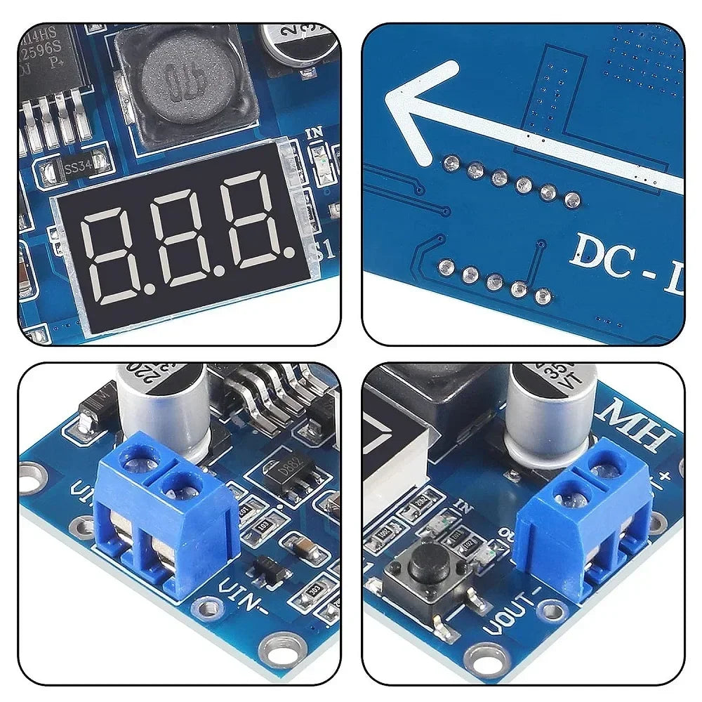 LM2596S DC DC Buck Converter Wide Voltage 3-40V To 1 5-35V Adjustable Module With LED Voltmeter Display For Car DIY Electronics