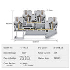 STTB 2.5 DIN Rail Terminal Block 50Pcs, Double Layer 2.5mm² Spring Clamp Compact Electrical Connectors for Industrial