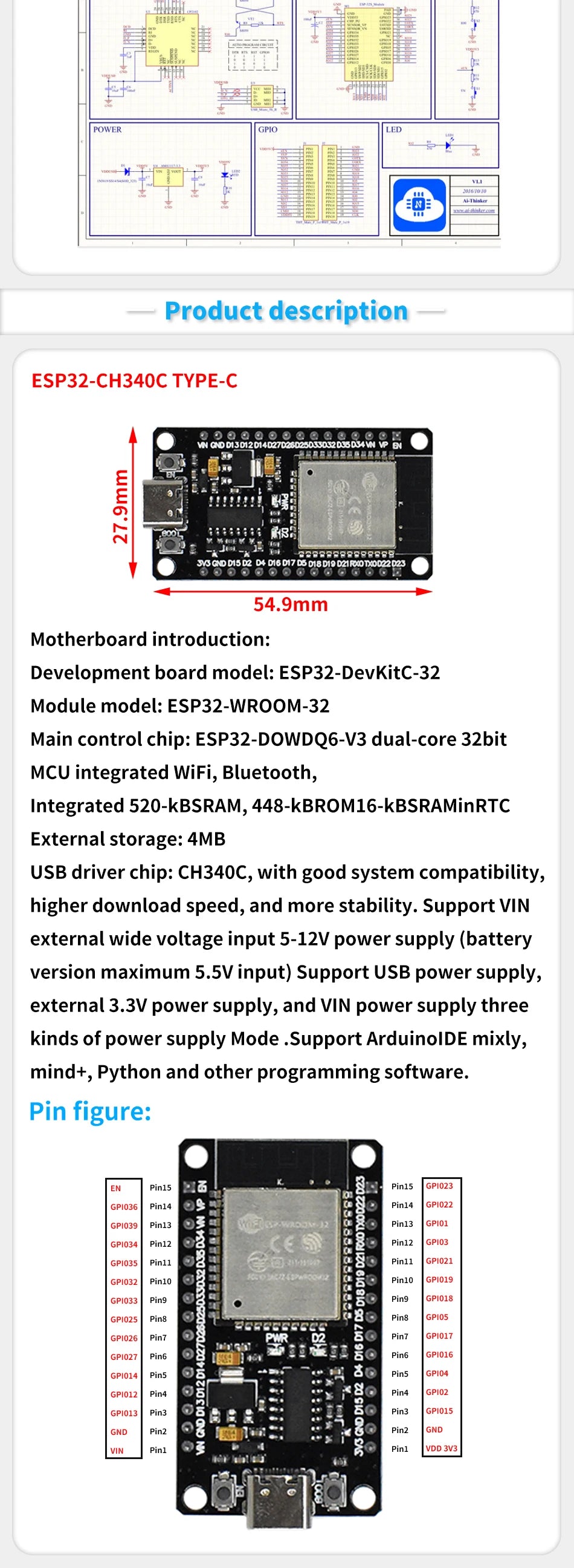 ESP32 Development Board WiFi and Bluetooth Ultra-Low Power Consumption Dual Core ESP-32 ESP-32S ESP 32 Similar ESP8266
