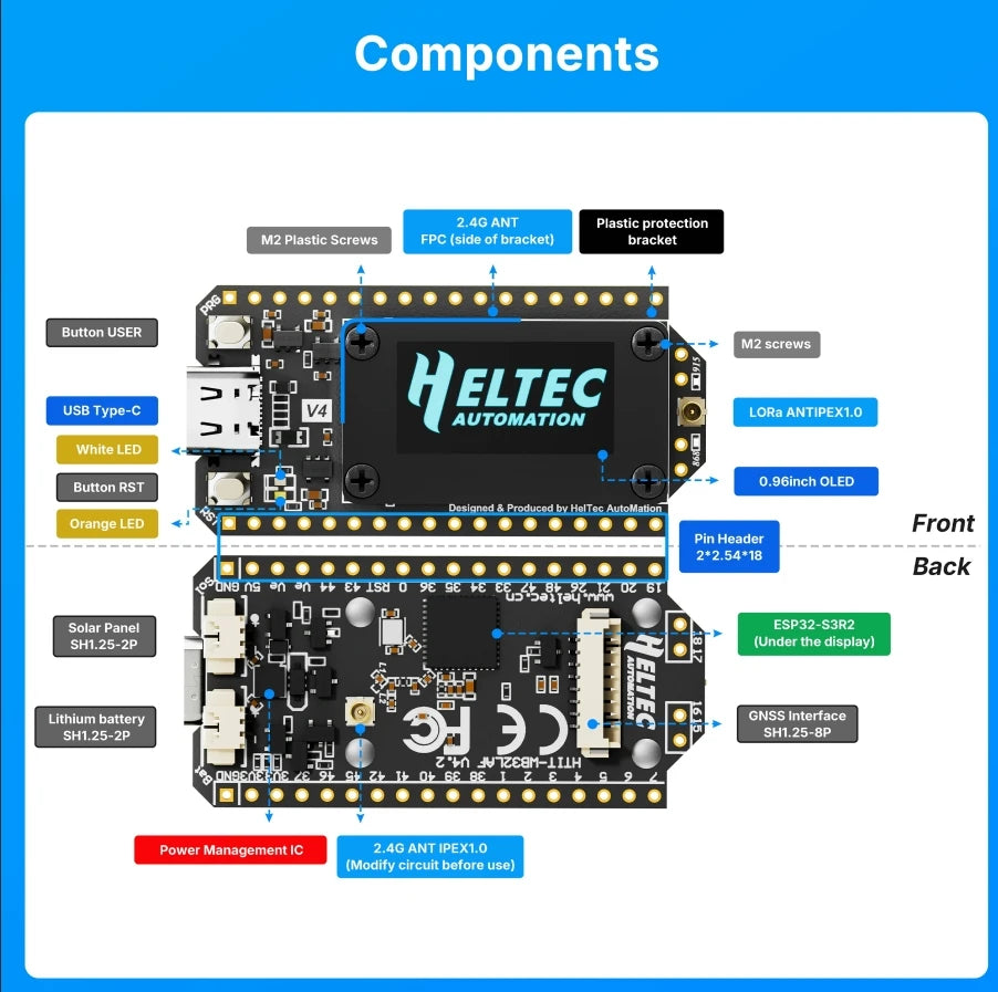 LORA 32 Heltec WiFi LoRa32 V4  & V3  Node Arduino Board LoRa 32 SX1262 ESP32-S3 Wifi BLE SMA Antenna for Meshtastic IoT Tracker