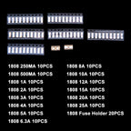 160PCS 250MA-25A 10A 12A 15A 20A 25A 15Values 2410 6125 1808 SMD Ceramic Slow Blow Fuse KIT 250MA 500MA 1A 2A 3A 4A 5A 6.3A 8A