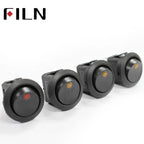 FILN 5Pcs KCD1 220V 10A Blue Red Green mini round illuminated toggle switch latching 3pins on off boat rocker switch