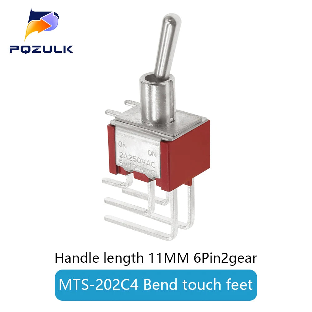 Vertical Right Angle 2/3/10A 125/250V AV 3/6Pins 2/3Position SPDT PCB Mount Toggle Switch ON-OFF-ON Rocker Switche ON-ON