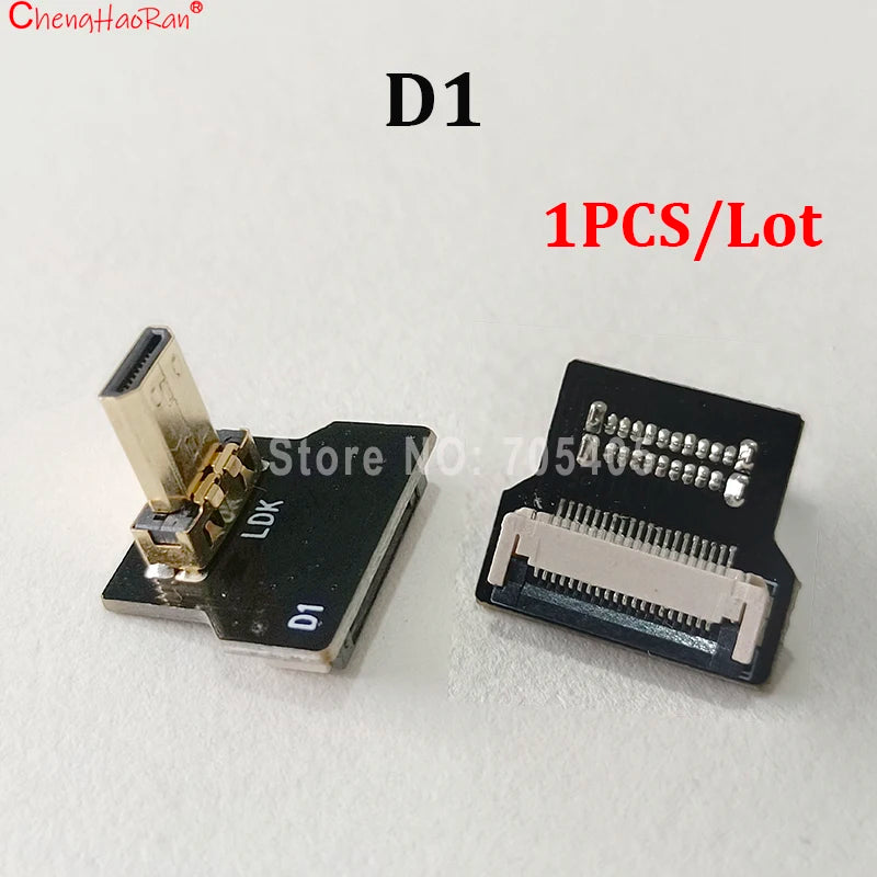 1PC Ribbon Flat FPV HDMI-Compatible Connector Flexible Cable Raspberry Pi 4 Micro HDTV To HD/Mini HD Female 90 Degree FFC 20pin