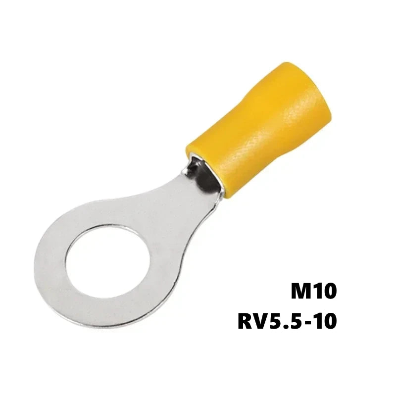 50PCS Ring Crimp Terminals Electrical Wire Connector M3/M4/M5/M6/M8/M10/M12 Insulation Ferrule Lug Quick Splice Connection Screw