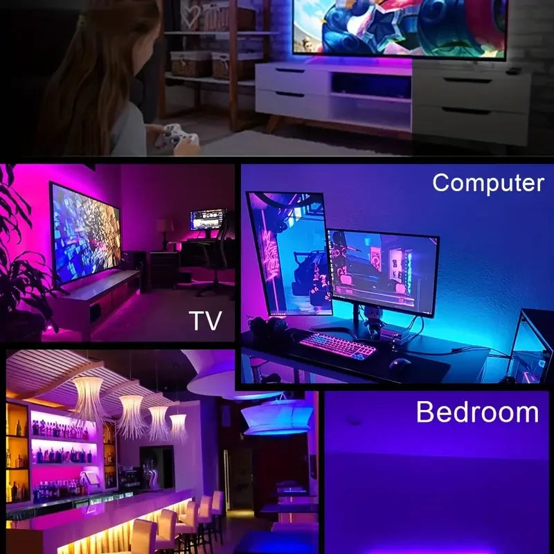 1 Roll of Low-Voltage 5V Light Strip 5050 Rgb Colorful Led Light Strip with Simple Three-Key Controller, Suitable for Computer and Tv Backgrounds, Gaming Atmosphere, Holiday Music Stage Parties, and Home Decoration