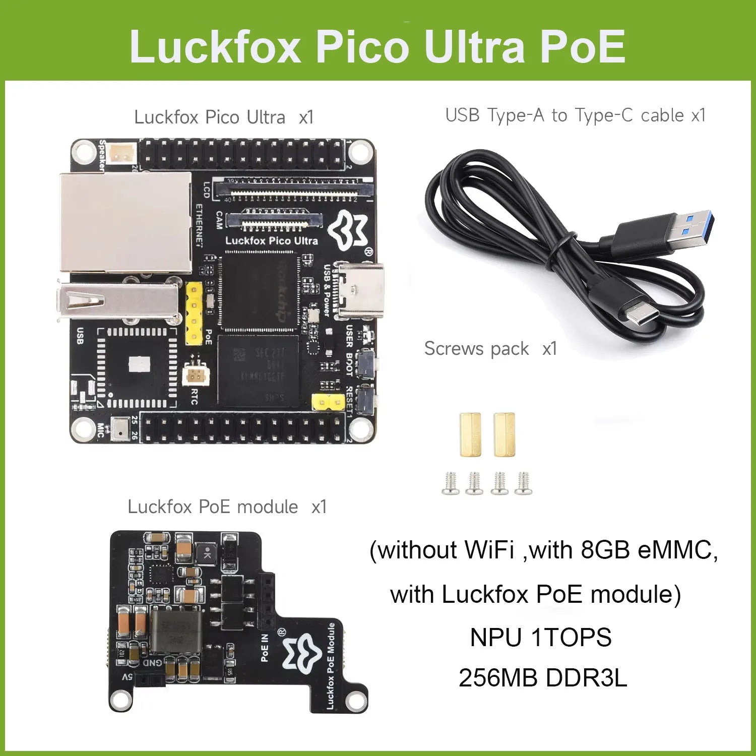 Luckfox Pico Ultra B RV1106 Linux Micro Development Board, Integrates ARM Cortex-A7/RISC-V MCU/NPU/ISP Processors