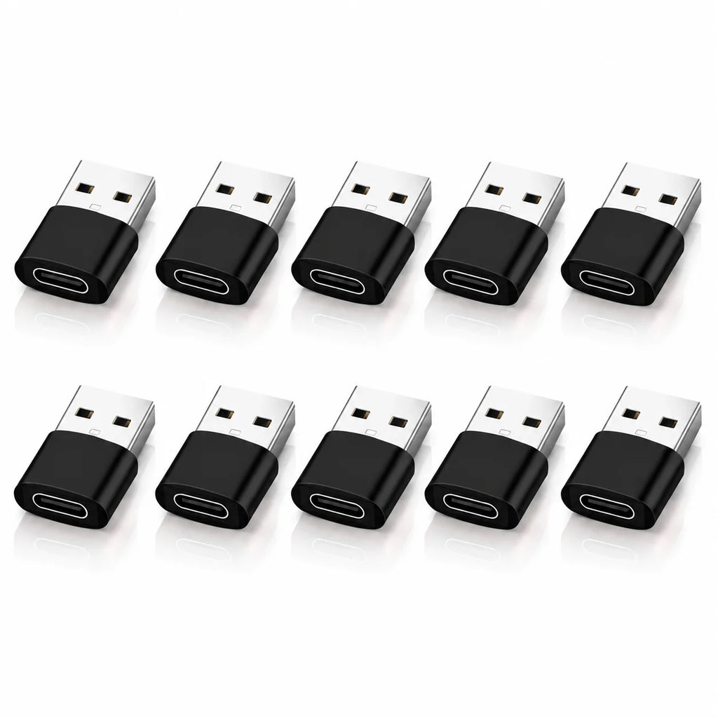 NNBILI 10Pack USB to USB C Adapter USBC Female to USB Male Super Fast Charging and OTG Converter For iPhone Xiaomi Huawei Laptop
