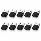 NNBILI 10Pack USB to USB C Adapter USBC Female to USB Male Super Fast Charging and OTG Converter For iPhone Xiaomi Huawei Laptop