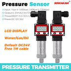 LCD Display Pressure Transmitter 4-20mA 0-5V 10V RS485 Output Water Gas Oil Pressur Sensor Negative Vacuum Pressure Transducer