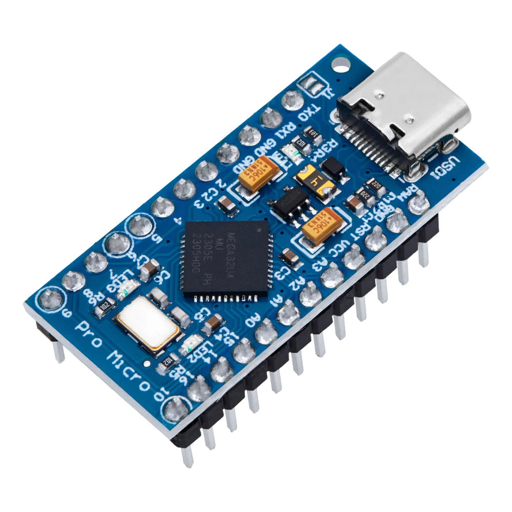 Pro Micro ATmega32U4 5V 16MHz Replace ATmega328 For Arduino TYPE-C  With 2 Row Pin Header For Leonardo Mini Usb Interface Pro