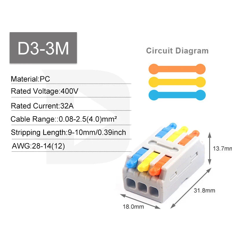 10PCS 2/3 in 2/3 out Quick Wire Connector Universal Compact SPL 222 223 Lever Push-in Electrical Cable Terminal Led Strip Light