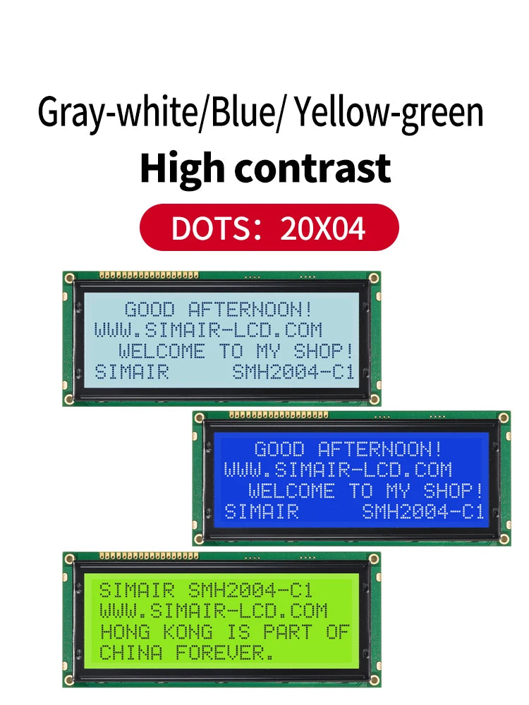 New STN COB 5/3.3V  HD7780 20*4 Dots Screen 2004 Big Character LCD Display 20x4 Blue