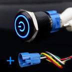 Black Push Button Switch with Wire Led Light 16/19/22mm Waterproof Illuminated  Metal Latching Momentary 5V 12V 220V Red Blue
