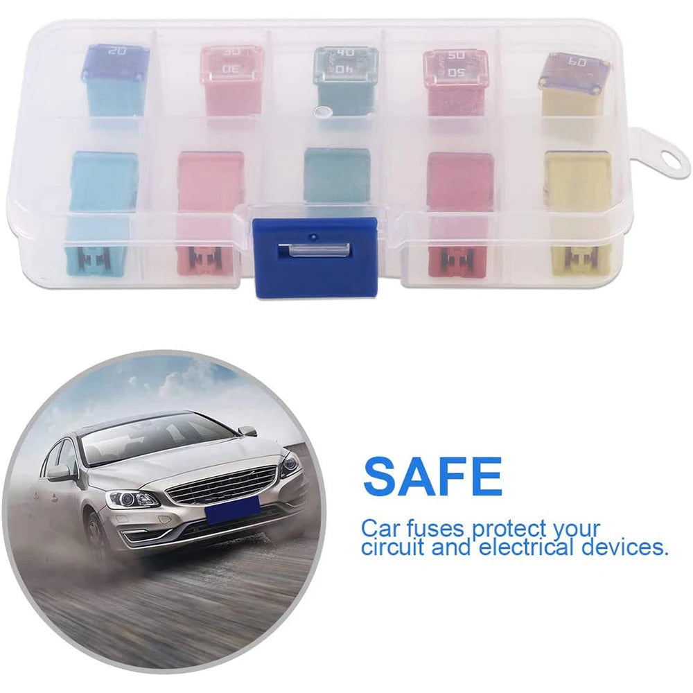 10 Piece Automotive Low and High/Standard Box Fuse 20A 30A 40A 50A 60A Fuse Combination Kit for Pickup Trucks, Cars and SUV