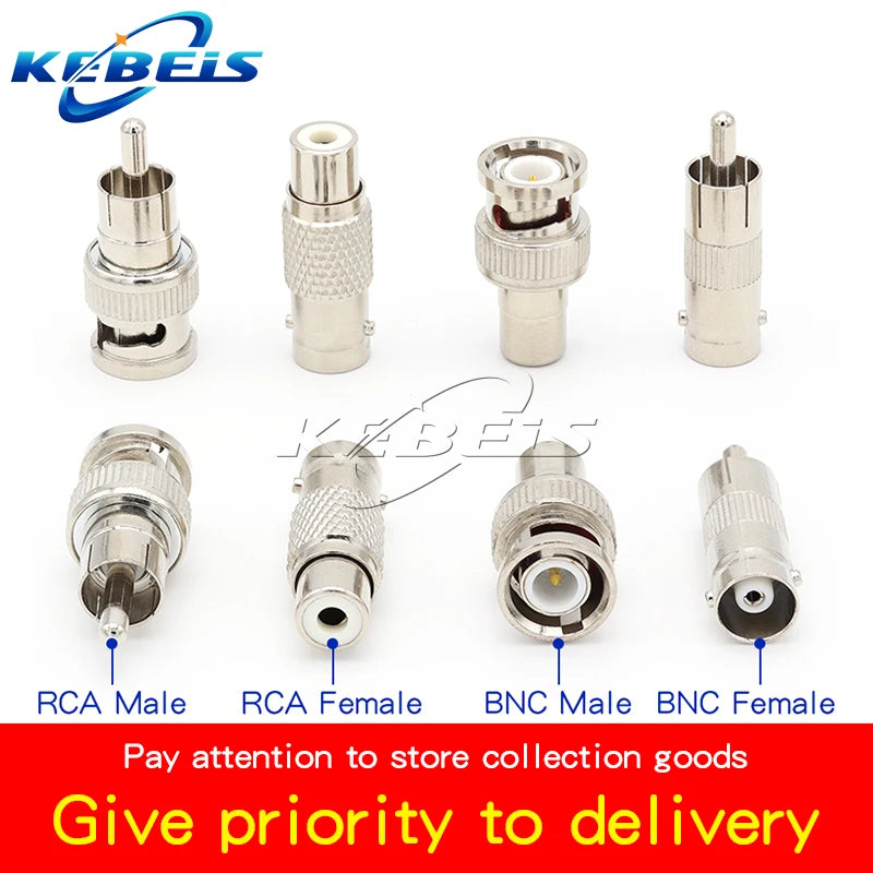 2Pcs BNC to RCA Surveillance Video BNC Female to BNC Male BNC Male to RCA Female Q9 Male to RCA Female Q9 Female to AV Adapter